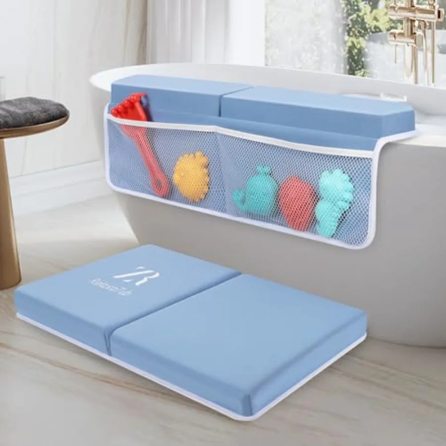 

Bath Kneeler and Elbow Rest Pad Set - 2-Inch Thick Comfortable Baby Bath Kneeler Pads, Quick-Dry Non-Slip Bathtub Mat with Toy