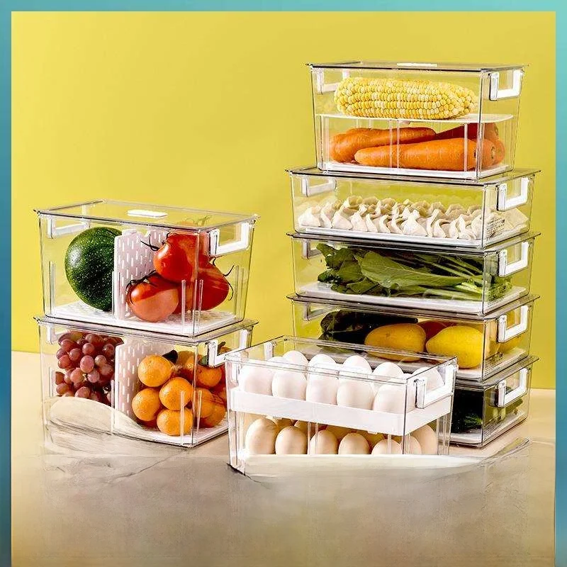 Thickened Sealed Drain Basket Kitchen Fridge Vegetable Preservation Box Japanese Style Home Use Simple Design with Cover