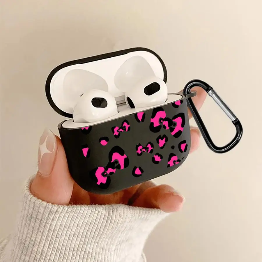 

Case For Airpods 1 3 4 Pro3 Pro2 Pro 2 Earphone Cases Cover Pink Leopard Print Love