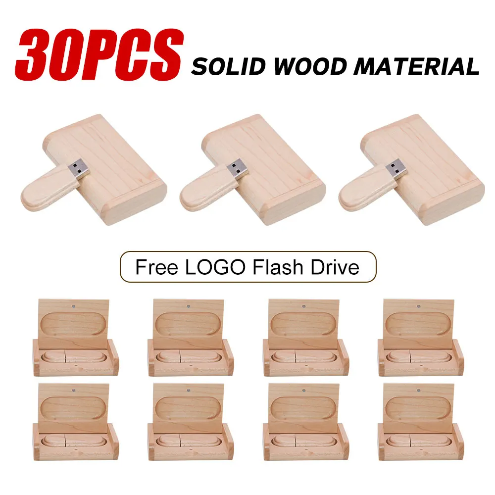 30 قطعة/الوحدة شعار مجاني بالجملة الخشب محرك فلاش USB 128 جيجابايت Usb عصا 32 جيجابايت محرك الذاكرة عالية السرعة للتصوير الفوتوغرافي الزفاف هدية 2.0