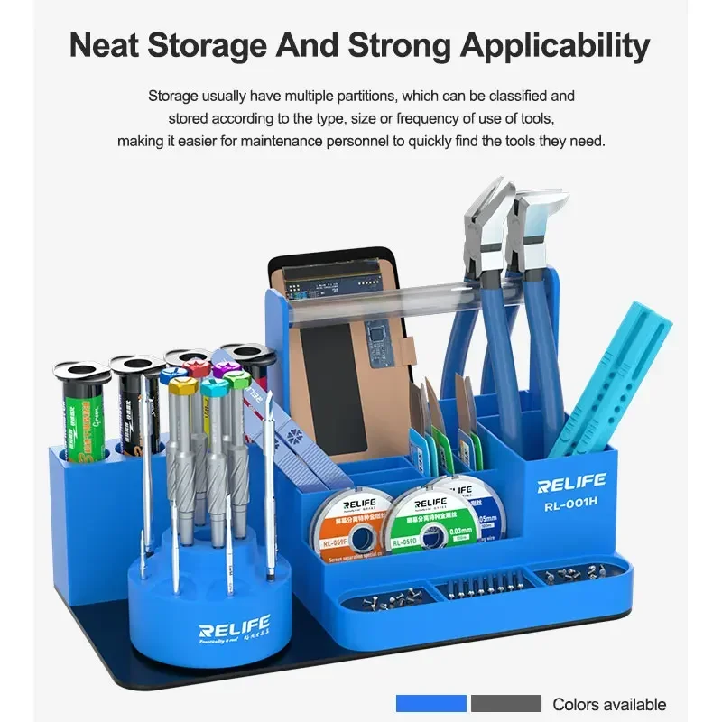 1pcs 360° Rotating Screwdriver Holder Organizer for Phone Repair, Parts Box with Magnetic Tray and Bit Rack
