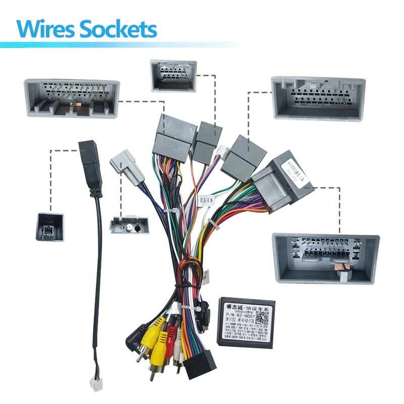 android Car radio Canbus Box Decoder For Honda HR-V HRV XRV Vezel fit jade jazz 16 pin Wiring Harness Plug Power Cable