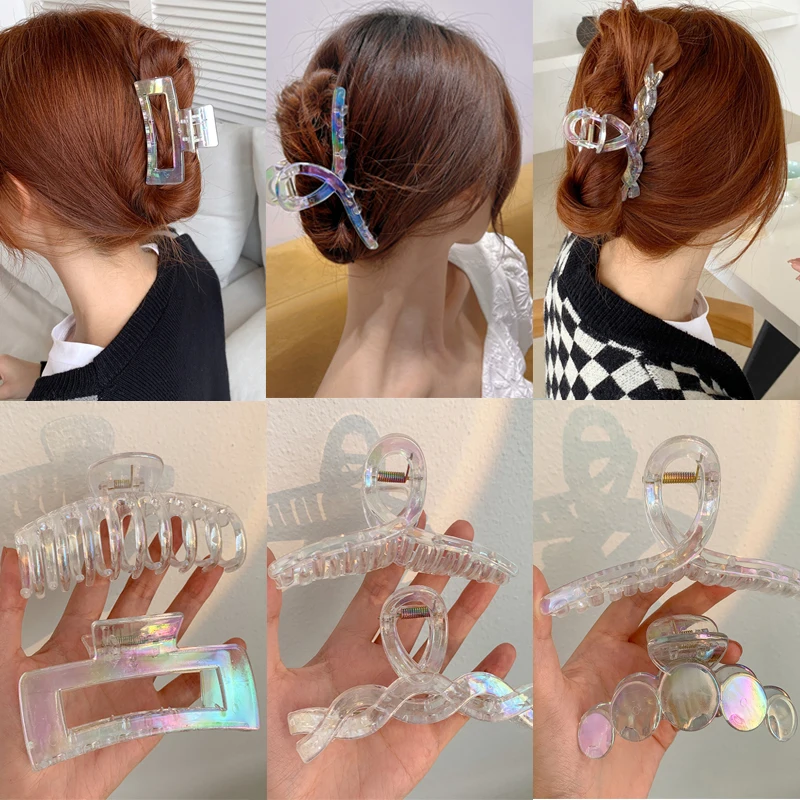 Elegant Mermaid Color Hair Claw Colorful Korean Cute Sweet Hair Clips for Women Hairpin Hair Accessories 2024 New Trendy