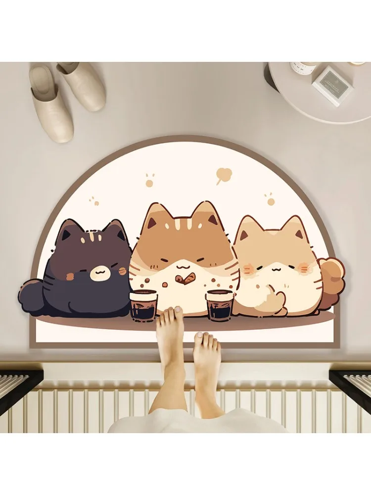 Cartoon bathroom floor mat, non-slip and easy to take care of, bathroom door bathroom diatom mud floor mat