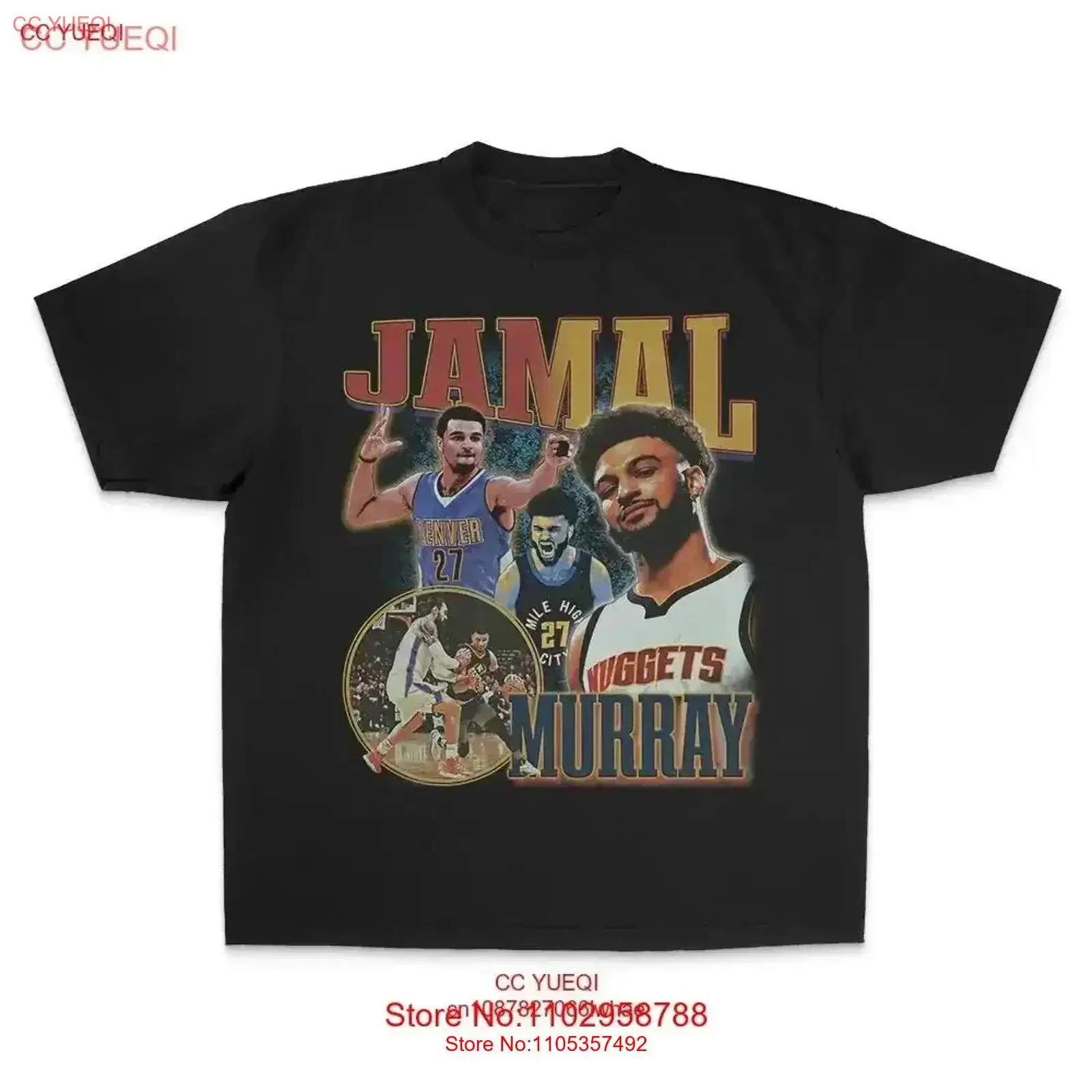 Jamal Murray T Shirt Baseketball For Fan vintage Washed Comfortable fashion Slightly Unisex streetwear Breathable Stretched