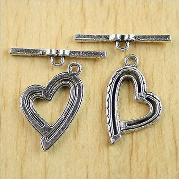 

Ring25x17x2mm,Bar27mm Tibetan Silver Heart Toggle Clasps 10Sets H0042 Jewelry Making Supplies