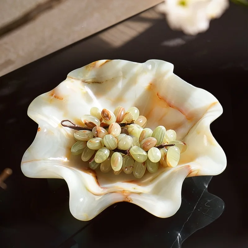 Unique Jade Fruit Bowl Pretty Creative Decorative Table Center Plates Medieval Aesthetic Storage Tray Accessories for Home Decor