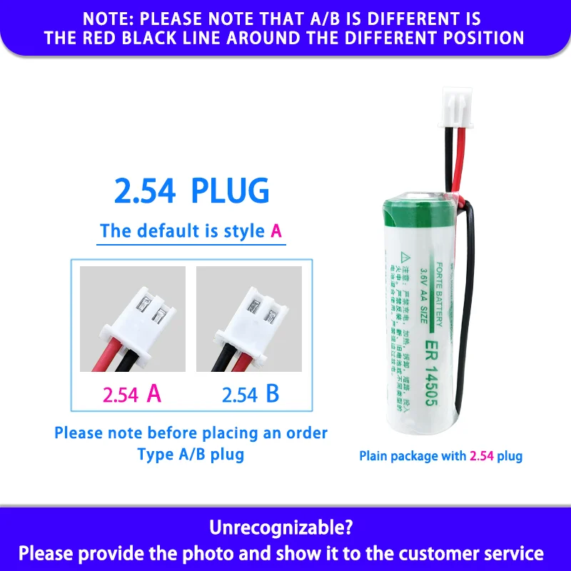 

Forte ER14505 AA Add XH2.54 Plug Disposable Lithium Battery 3.6V Smart Water Meter Patrol Stick IC Card Type Non-rechargeable