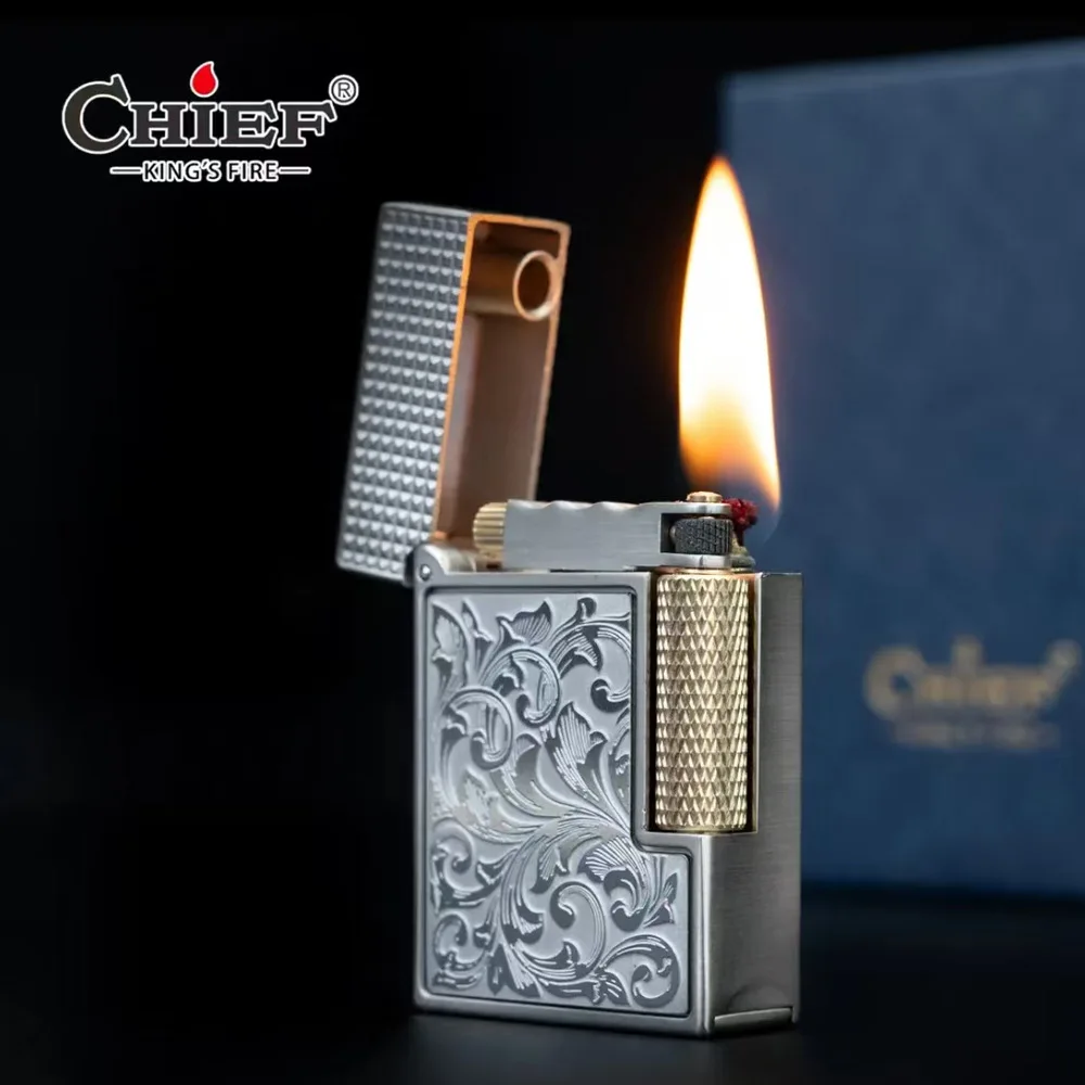 CHIEF Side Pulley Oil Lighter Second Generation Paris Nail Tangcao Fully Sealed Fuel Tank Lighter New Model