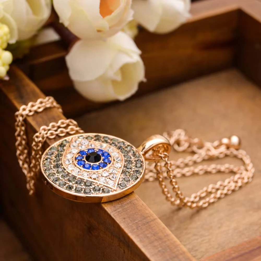 قلادة عين الشر للنساء مصنوعة من خليط معدني سلسلة قلادة من الحجر الرئيسي الأزرق هدية مجوهرات عين تركية عتيقة