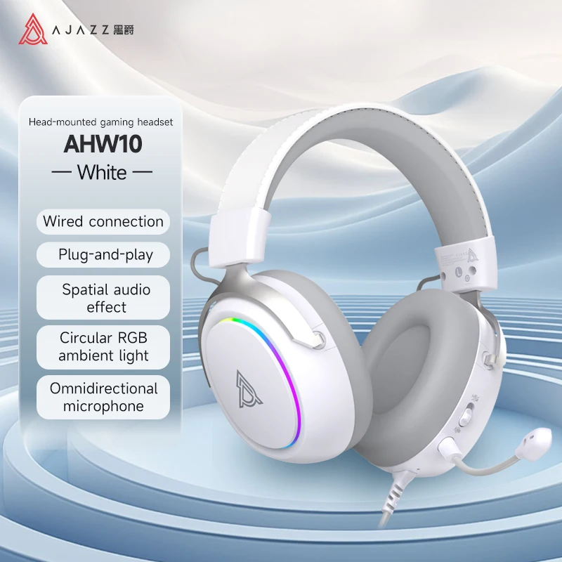 Ajazz AHW10 Bedrade Gaming Headset met Afneembare Microfoon & Heldere Geluidskwaliteit