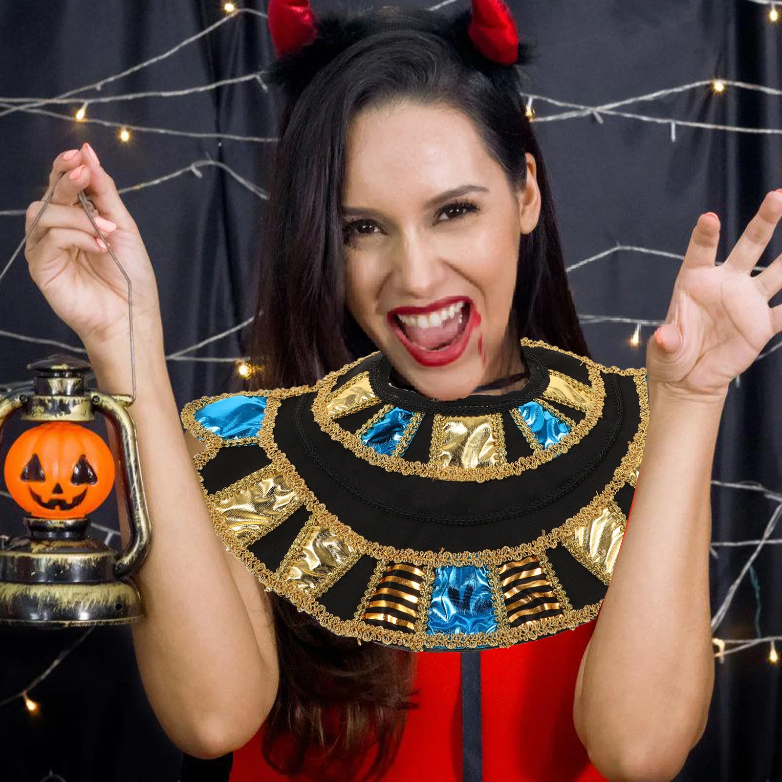 1 conjunto de acessórios para fantasia egípcia, kit de coleiras decorativas, punhos para festa de máscaras, halloween, cosplay, suprimentos femininos egípcios