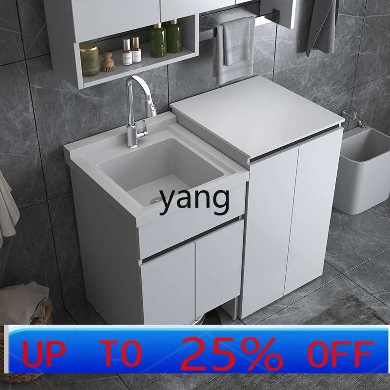 LTT Balcony Laundry Cabinet Simple Laundry Pool Sweeping Robot Cabinet Combination with Washboard
