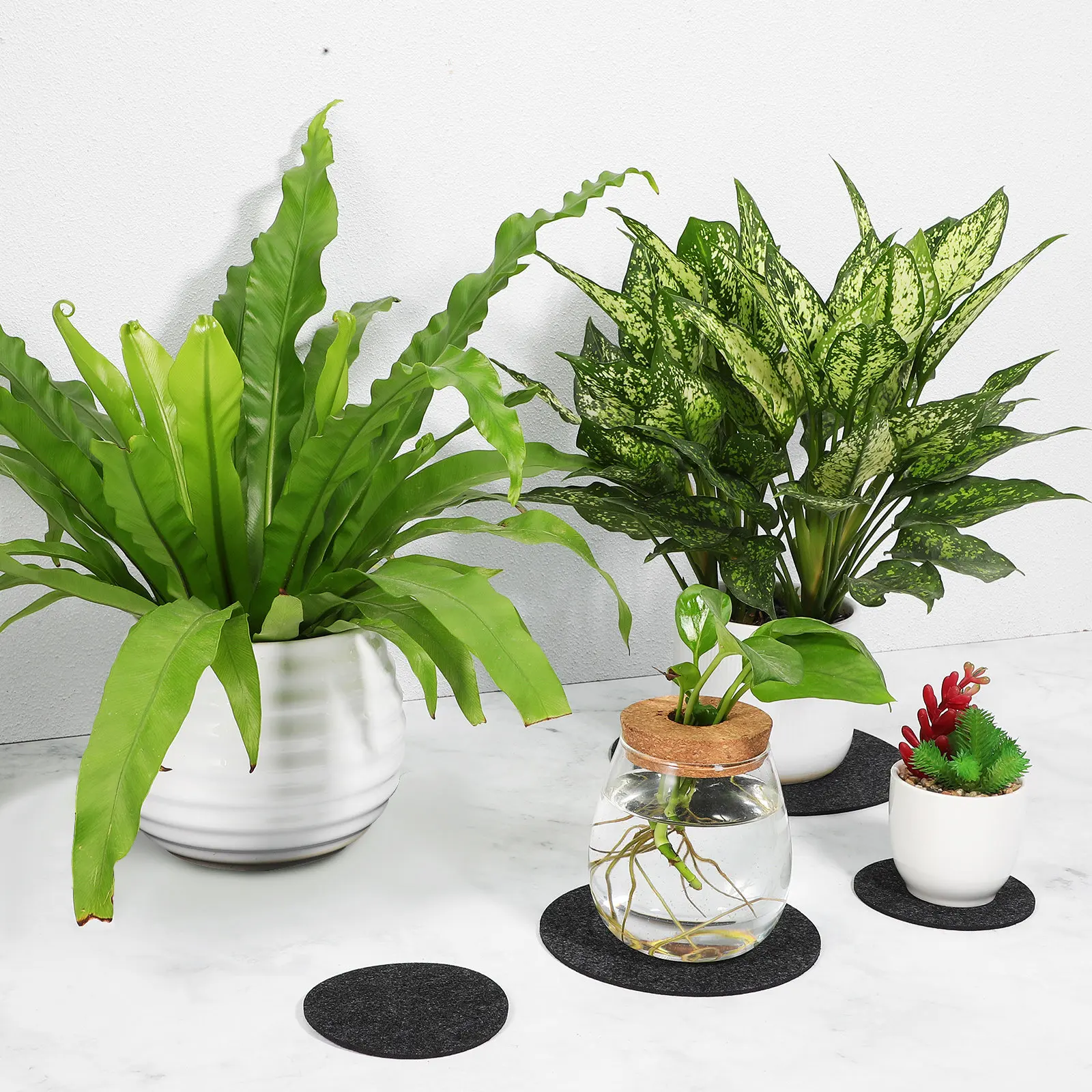 Felt Plant Coaster Pads 6 Pack Round Absorbent Flower Pot Mats Dual Sided Planter Saucers Indoor Outdoor