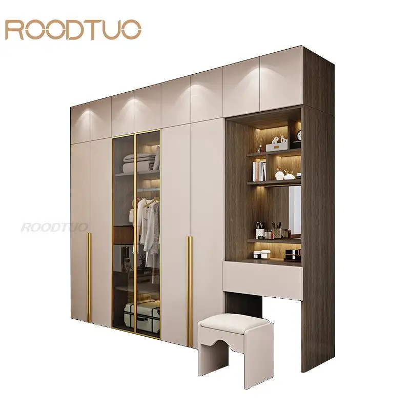 Fashion Clothes Cabinets For Bedroom Multifunctional Closets With Top Storage Locker Sliding Door Wardrobe Modern Home Furniture