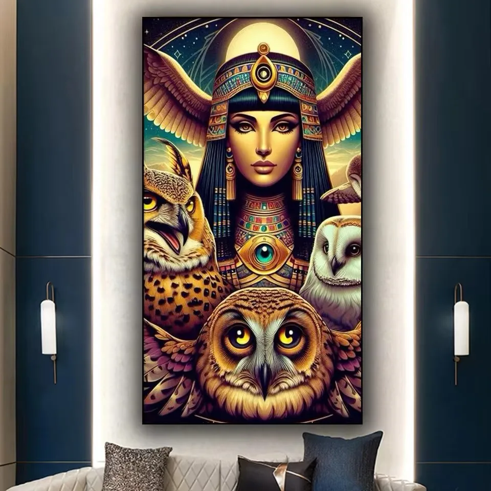 Golden and beautiful Egyptian woman with owl Diamond Painting Kits New 2025 Cross Stitch Kits Diamond Embroidery For Home Decor