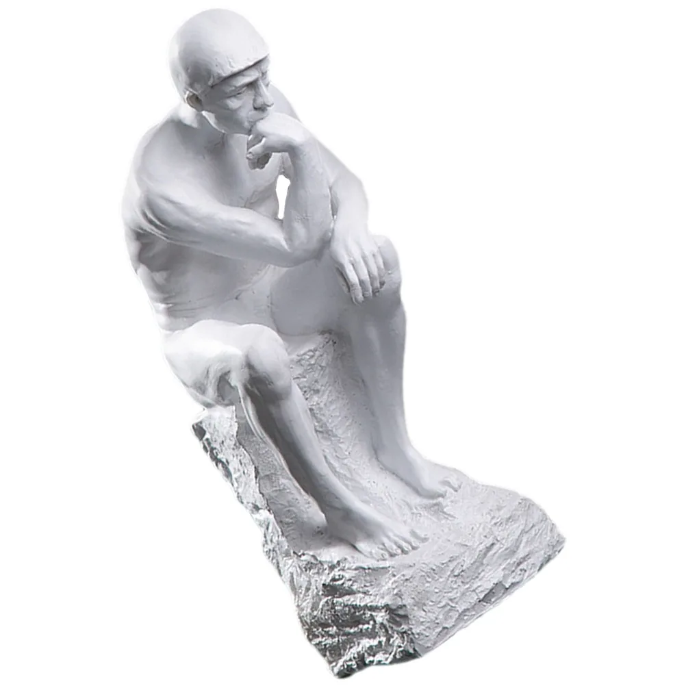 

Thinker Tabletop Decor Shelf Sculpture White Resin Delicate Man