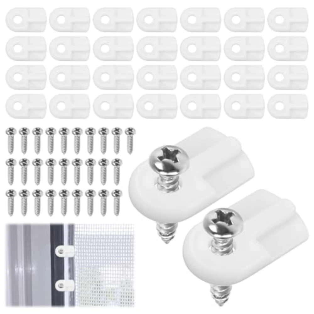 12/20/30 Pack Window Screen Clips Flush Window Screen Holder Clips Storm Window Clips with Screws for Securing Window Screens
