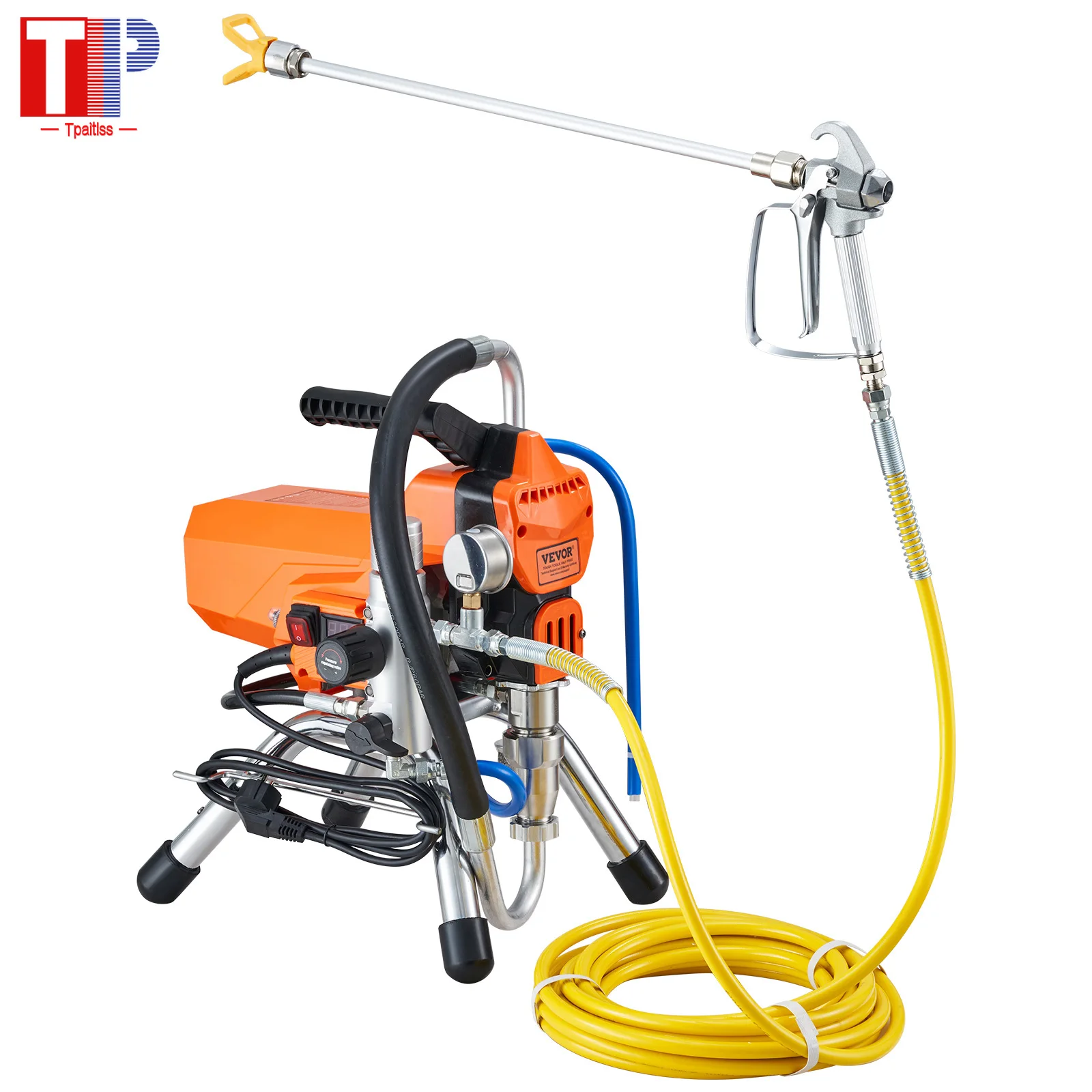 Tpaitlss   Airless Wall Paint Spray Gun 2000W High-Pressure Sprayer Machine Wall Paint Sprayer Gun with 9m Pipe for Wall