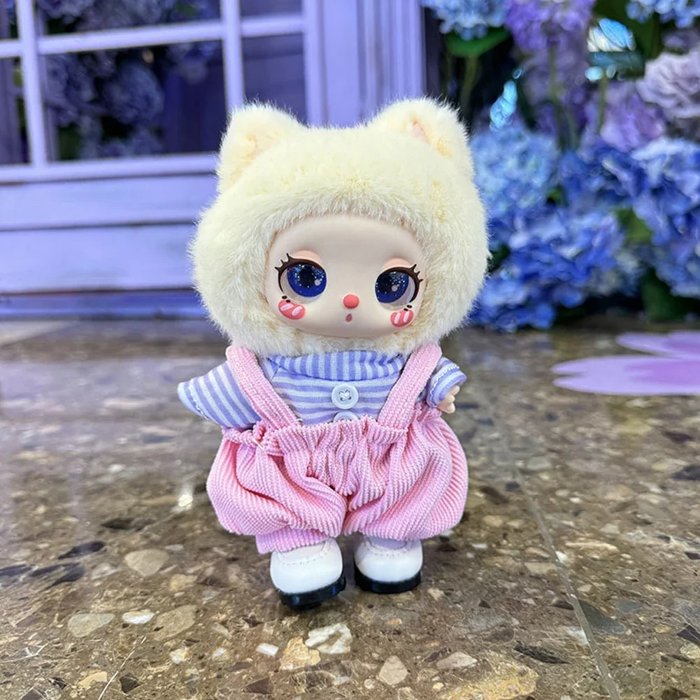 Liila LUCKY CAT 아이돌 핑크 미니 봉제 인형 의상 액세서리, 블루 스트라이프 블루머 의류 선물, 17cm