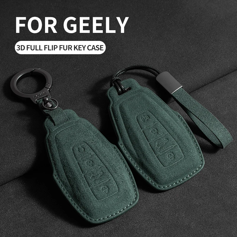 

Car Key Case For Geely Coolray X6 X7 EX7 Geometry C Emgrand Kulrey Hawk GX7 Okavango NL3 SUV GT GC9 Suede Car Keychain For Geely