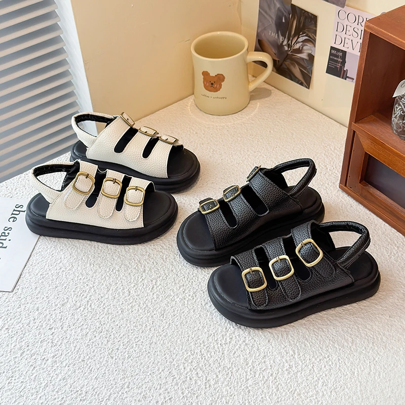 

Children's Fashion Platform Sandals 2025 Summer Trend Boys and Girls Beach Non-slip Buckle Comfortable Light Open-toed Sandals.
