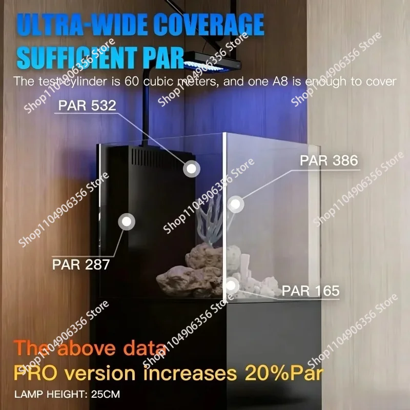 A8SE II MAX Ver.2 Versión Azul, Luz LED de Espectro Completo de 240W con WiFi para Acuarios de Arrecife Marino, LPS, SPS y Corales de Agua Salada