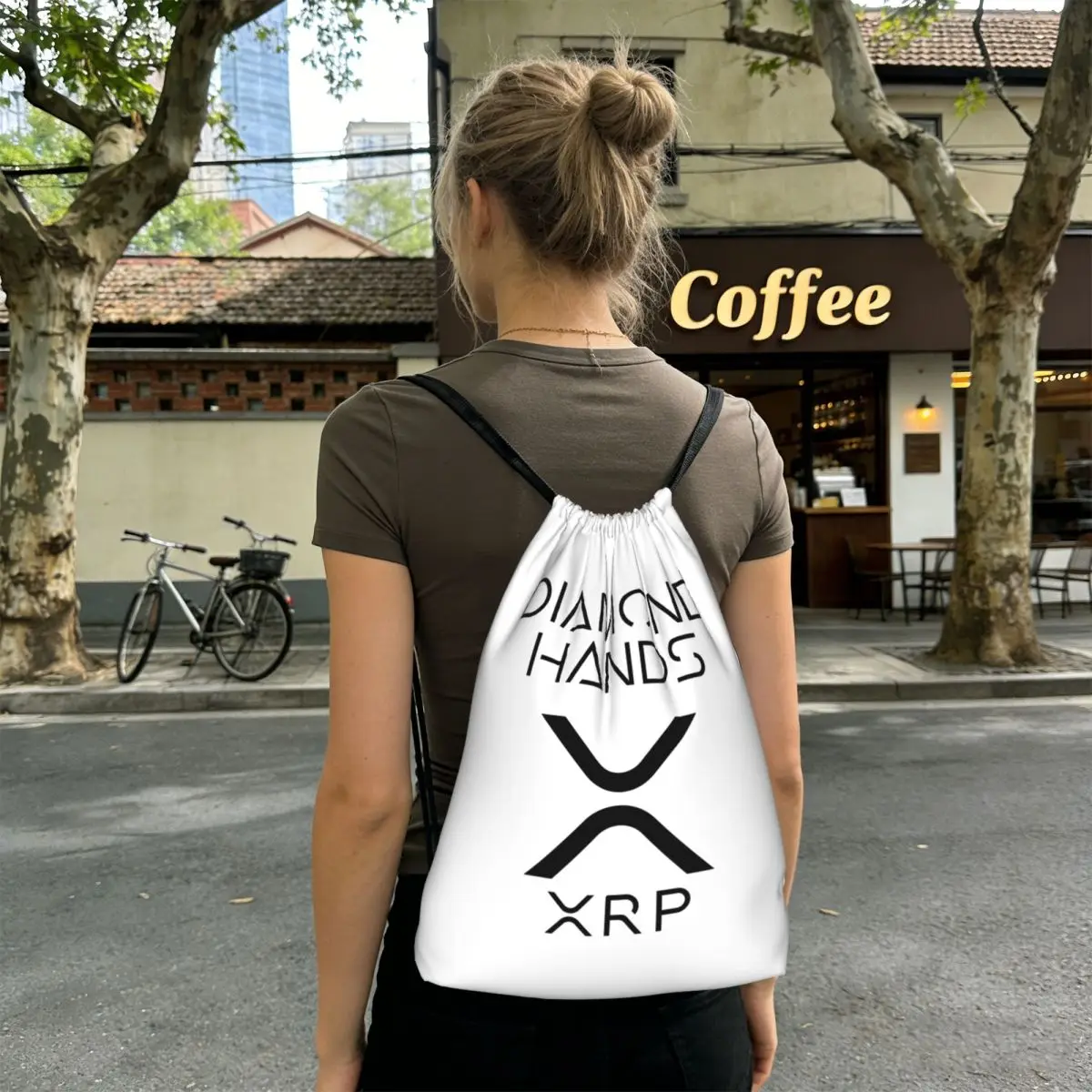 XRP Ripple Crypto Diamond Hands Backpacks Multi-function Drawstring Bags Shoes Bag Book Bags for Man Woman Students