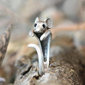 Huitan Vintage Mouse Animal Finger Ring for genique silver 컬러 고딕 소녀 너클 반지 멋진 선물 2023 뜨거운 보석 12 최고의 판매 스트리트웨어 링 - №3