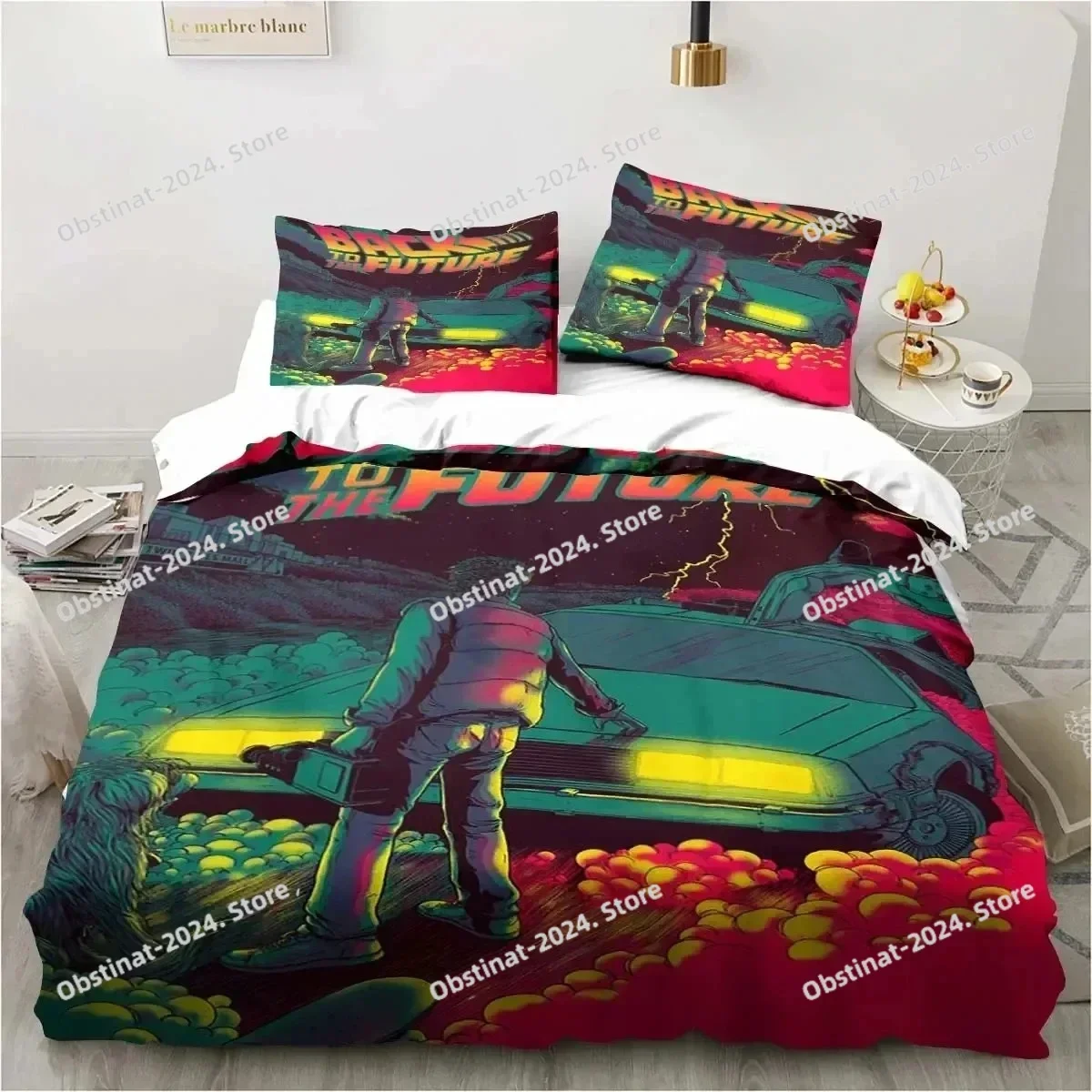

Back To The Future Classic Movie Retro Bedding Set Printed single Comforter Duvet Cover Pillow Case 3 Pieces Set Kids Adult Size