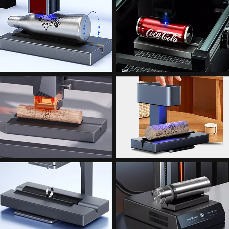 Imagem -04 - Wainlux-rotary Axis Machine Attachment Faça Você Mesmo Fibra Laser Gravador Marcação Máquina Rotativa Ferramenta para 360 Rodada Metal Gravura