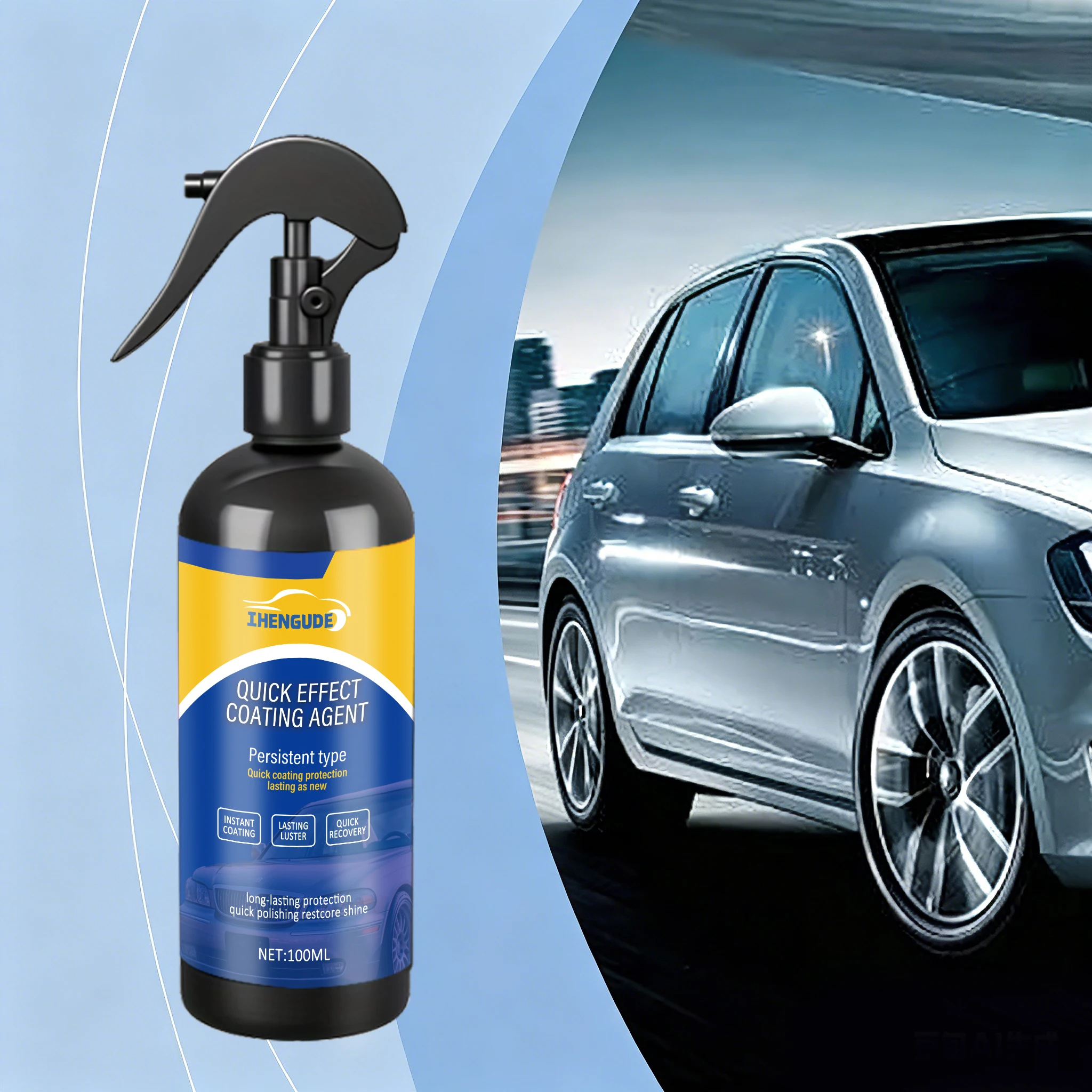 High-Gloss Ceramic Car Coating Spray - Quick Shine Enhancer, Instant Boost to Luster, Scratch and Uv Protection, Long-Lasting Shine