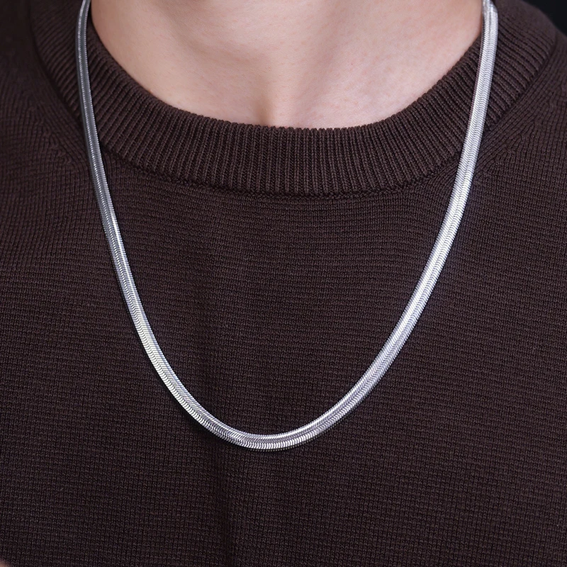 

Titanium Steel Snake Bone Necklace Men Women Minimalist Versatile Clavicle Chain Fashion Daily Wear Jewelry