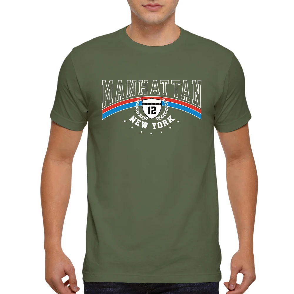 Mens 100% Cotton T Shirt Shield Star Laurel Wreath Vintage Varsity Striped Banner Print Breathable Short Sleeve Daily Wear