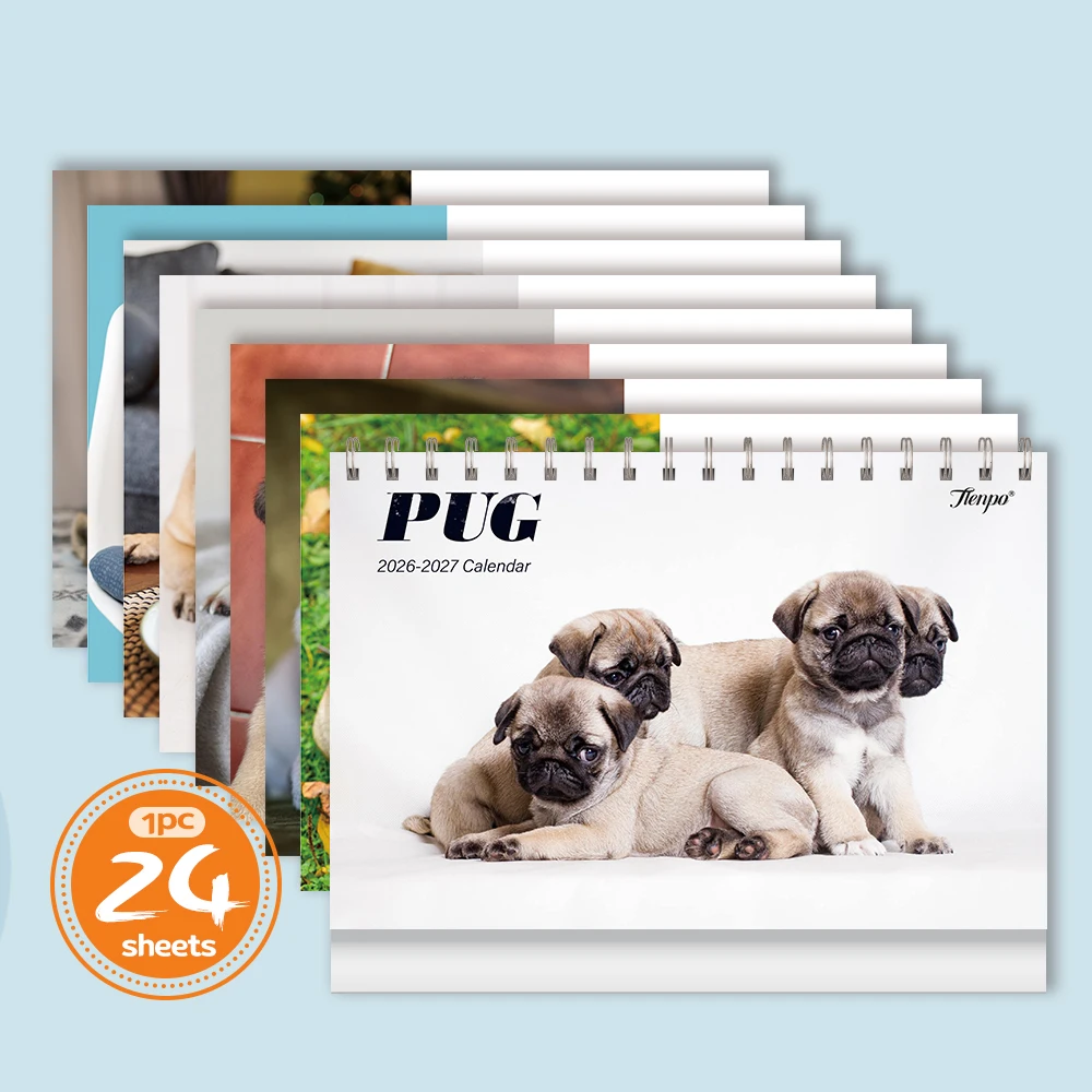 

1pc 2026-2027 Calendar, Desktop Dog Calendar for Dog Lovers, 24-Month Plan, Perfect Gift for Birthdays, Christmas, New Year