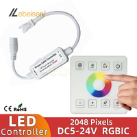 RGB Controller DC 5V 12V 24V LED SPI Dimmer 2048 Pixels with 86 Type Box Panel Remote Control for 2811 WS2812B Color light strip