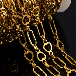 1Meter Stainless Steel Love Heart Chain Long Bar Frame Circle Chain for DIY Necklace Bracelet Chain Jewelry Making Accessories