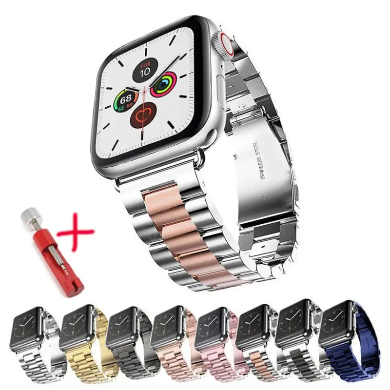 Strap For Apple watch Series 4 5 6 SE 3 2 1 Metal Stainless Steel Link iwatch Band Bracelet Apple Watch band 44mm 40mm 42mm 38mm