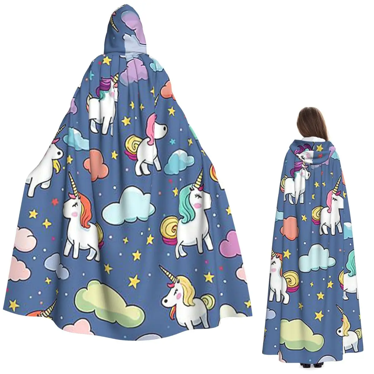 

Милый Единорог Причудливый Детский Декор Длинный Плащ С Капюшоном Ведьма Средневековый Костюм Косплей Накидка ХэллоуинВечеринка Взрослый Унисекс