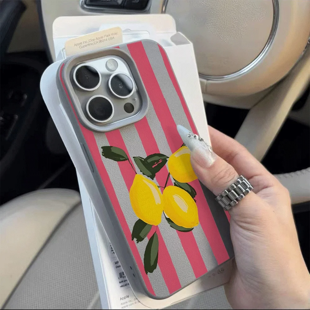 Koreanische Sommer-Zitronen-Ästhetik Handyhülle für iPhone 17 16 15 14 13 12 11 Pro Max Plus X XR Silikon Matt Weiche Schutzhülle – Detail 10