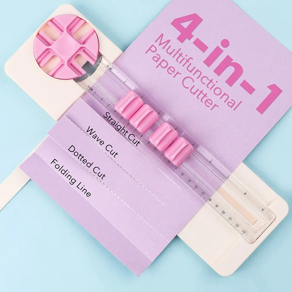 Multifunktionaler 4-in-1 Papierschneider mit Drehklingen Präzisions-Bastelpapierschneider für DIY Scrapbooking Papierschneidewerkzeug