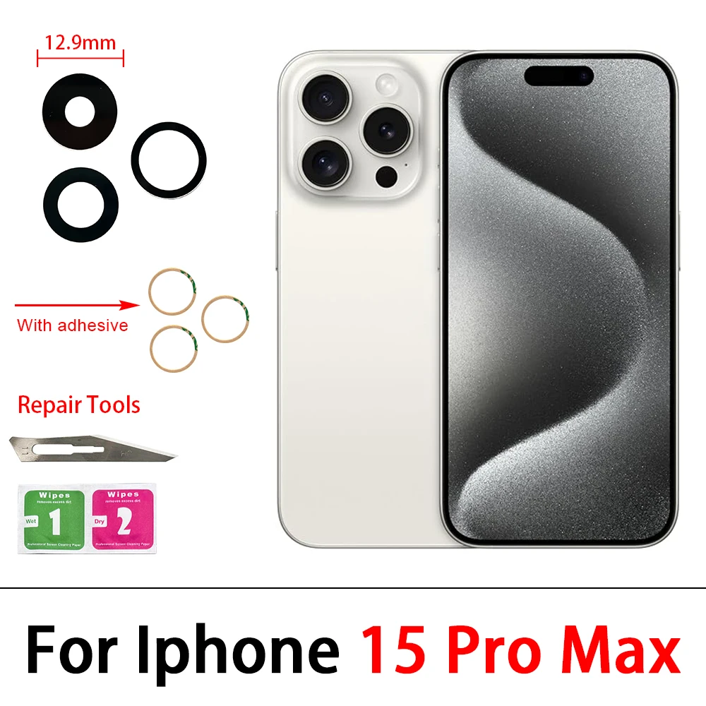 For iphone 15 Pro Max / 15 Plus / 15 Pro Camera Glass Lens Back Rear Camera Glass Lens with Glue Replacement Repair Spare Parts