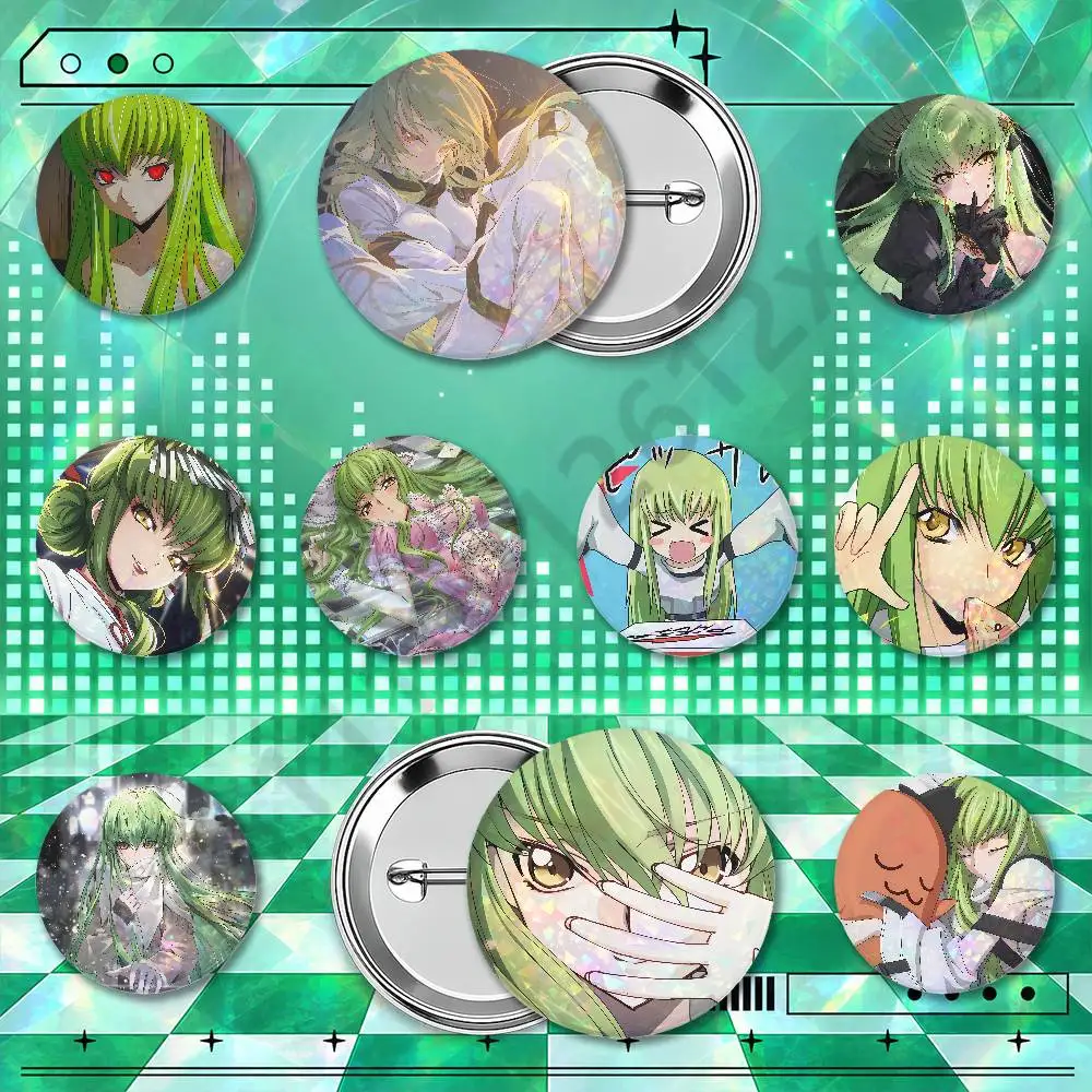 G-Geass C.C CODE Holographic Badge Pins 25/32/44/58/75mm Round Brooches Collection Souvenir Party Fan Gifts