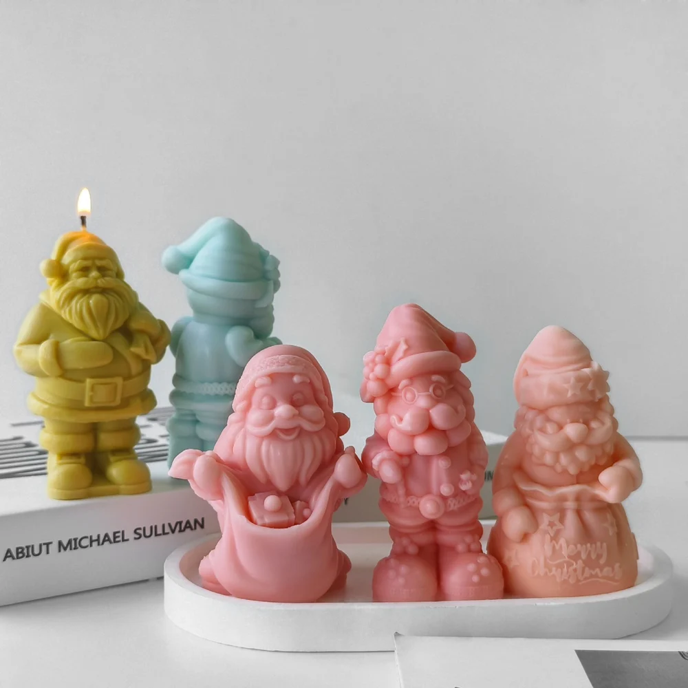 Santa Claus Aromatherapy Candle Silicone Mold Christmas Aromather Silicone Mold Scented Making Tools 3D DIY Handmade Fragrance