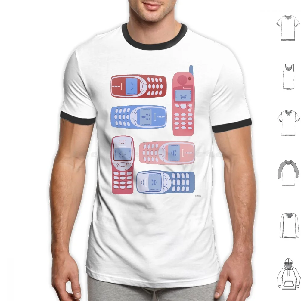 Vintage Cellphone Reactions T Shirt Cotton Men Women Diy Print Mobilephone Phone Cellphone Retro Vintage Nokia Nokia 3210 Nokia