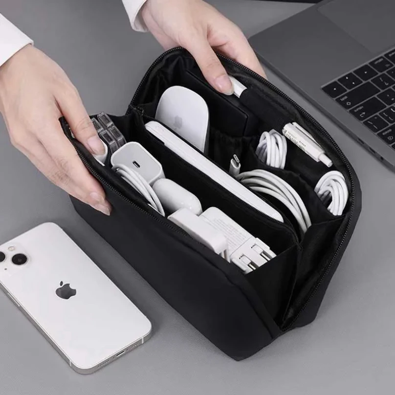 

New Portable Wire USB Organizer Bag Travel Earphone Powerbank Data Lines Storage Pouch Large Capacity Mouse Cable Bag