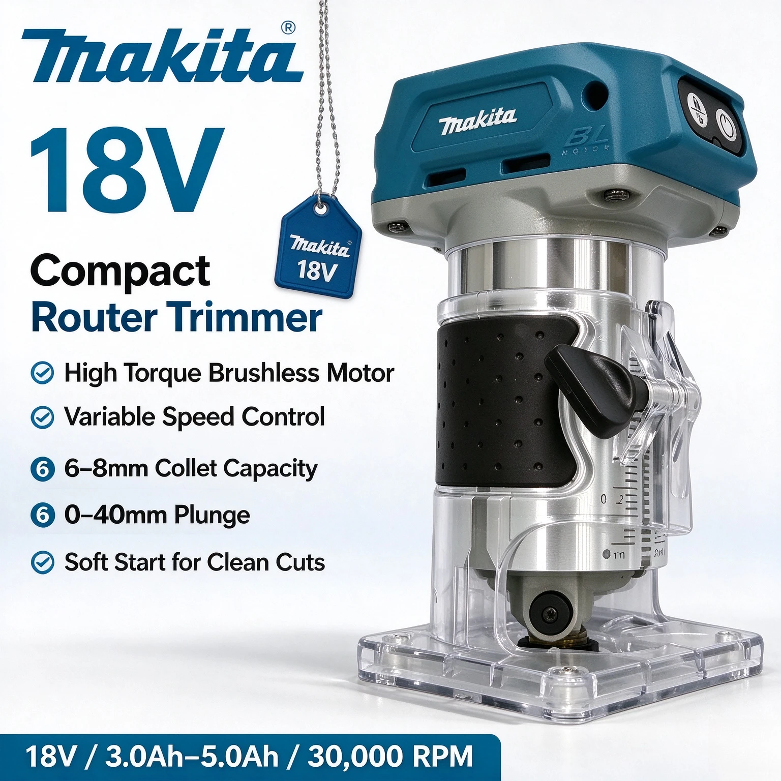 NEW Makita DRT50Z 18V Cordless Trimmer Rechargeable Trimming Machine Brushless Slotting Tool Milling Woodwork Engraving Machine