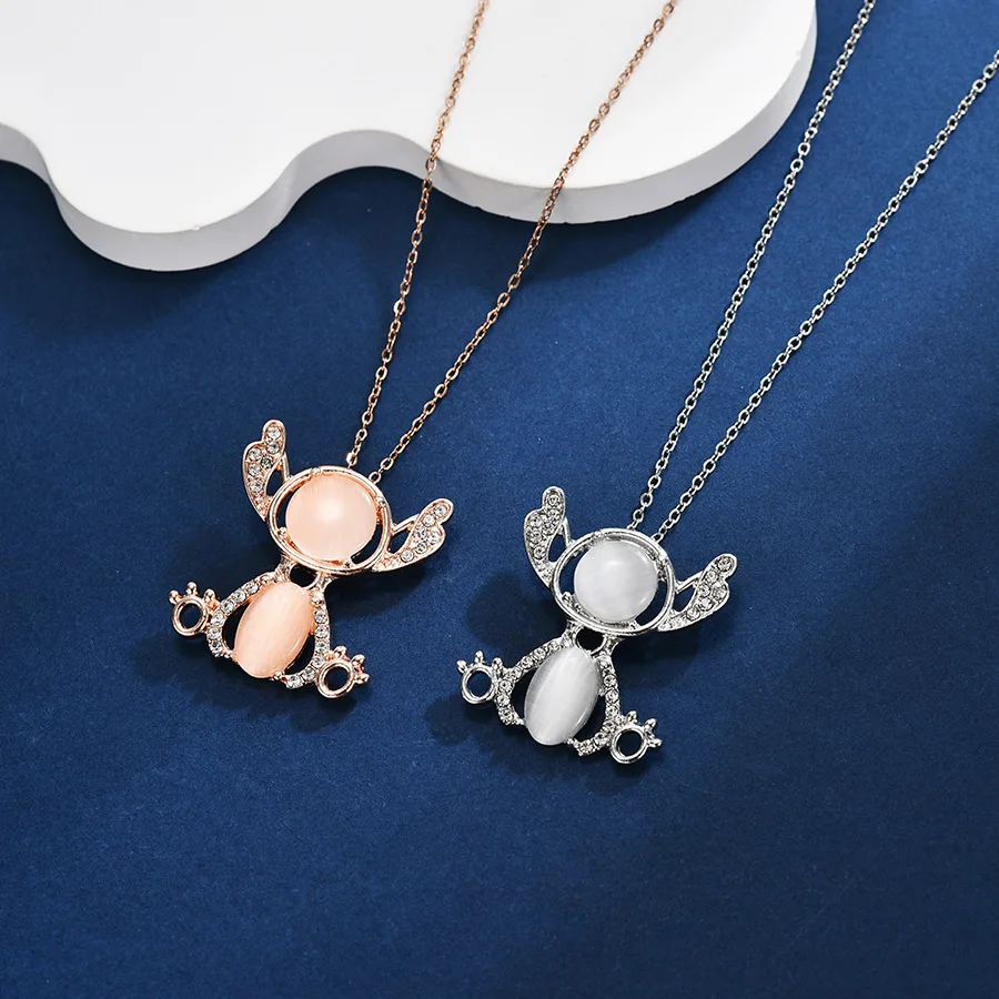 2024 Disney Stitch Ketting Schattige Cartoon Hangers Licht Luxe Design Gevoel Sleutelbeen Ketting Eenvoudig Meisje Decoratie Verjaardagscadeaus