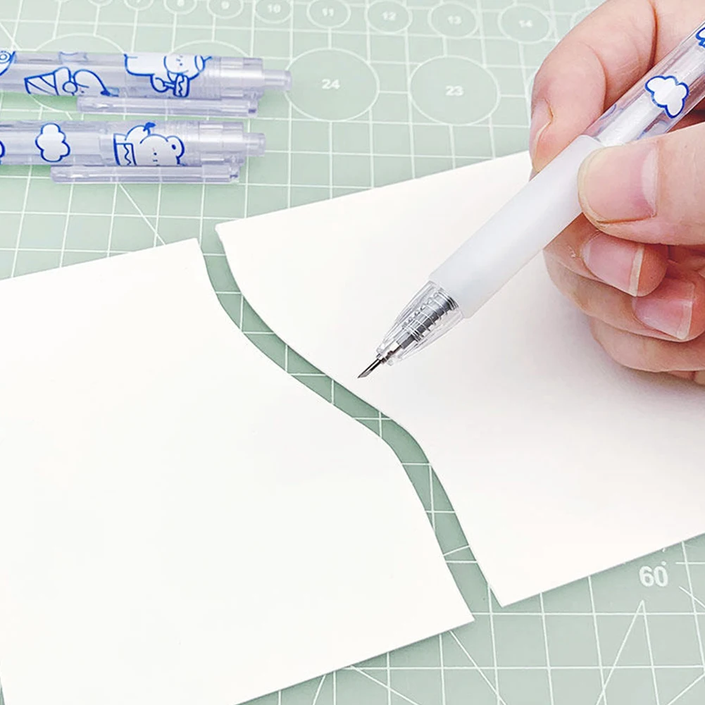 Multifuncional Precision Paper Cutter Pen, desenhos animados bonitos, portátil, DIY, Craft Album, Scrapbooking, Álbum, casa, escola, 5pcs