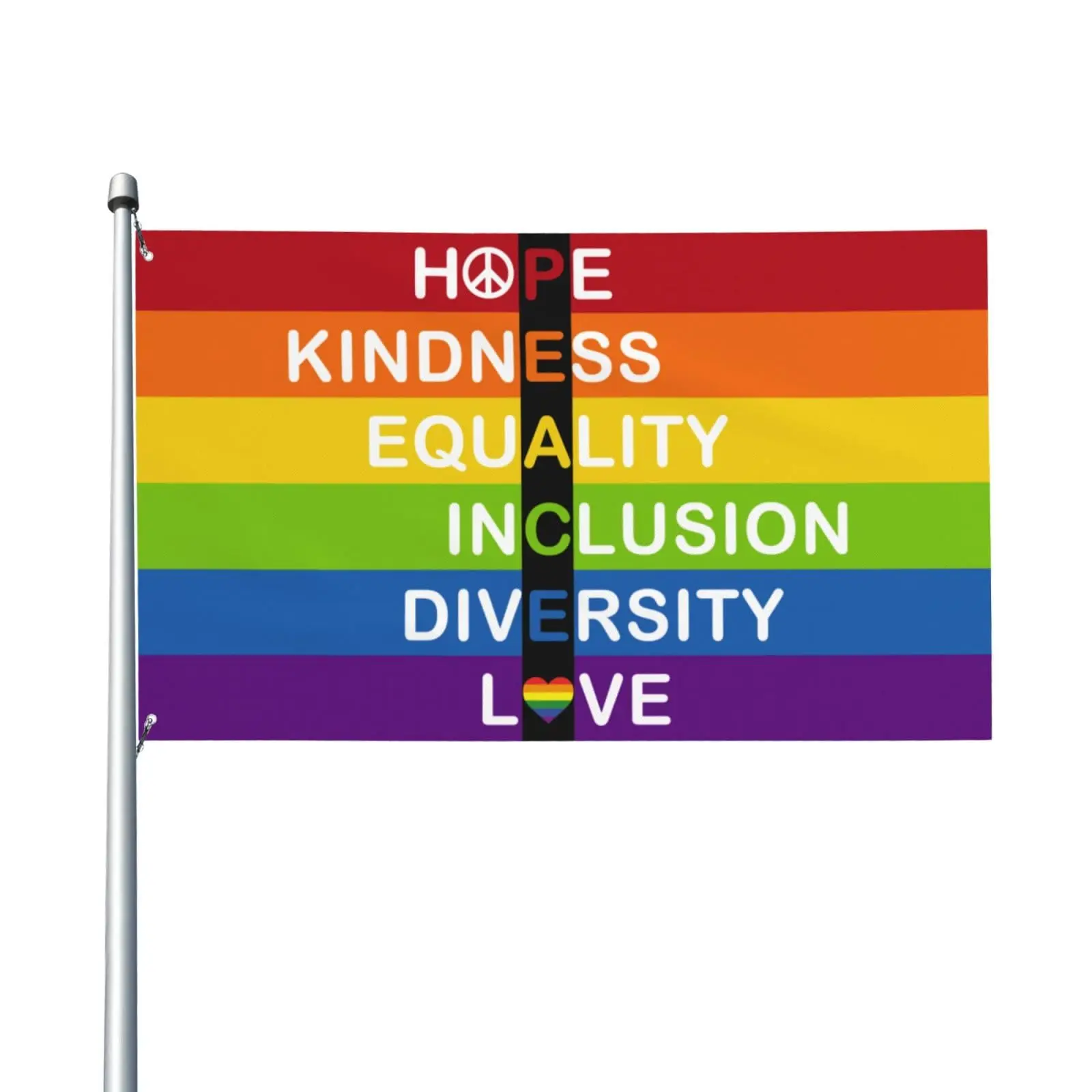 Flagnshow 100% Polyester Kindness Peace Equality Love Inclusion Hope Diversity Flag